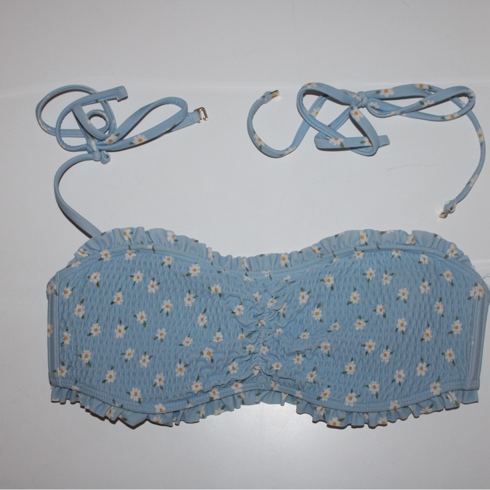 Hollister Light Blue Daisy Bikini Top